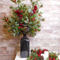 Askham Christmas Greenery and Berries Spray 69cm - X23032 BAY4C