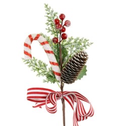 Candy Cane and Ribbon Pick 38cm - X25041