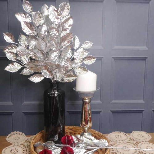 Silver Metallic Bayleaves Spray 71cm - X22056 BAY2C Silver Metallic Bayleaves Spray 71cm - X22056 BAY2C