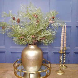 Glitter Christmas Cypress Spray with Fir Cones 70cm - X22018 
