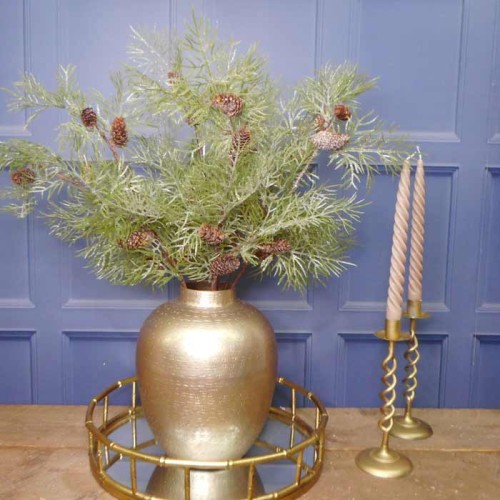 Glitter Christmas Cypress Spray with Fir Cones 70cm - X22018 BAY4B