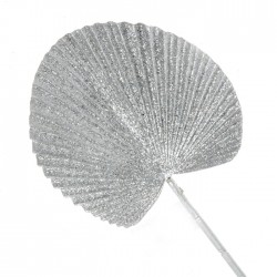 Artificial Fan Palm Leaf Silver Glitter 54cm - X22019