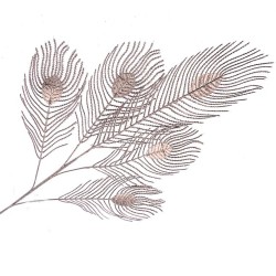 Glitter Peacock Feathers Champagne Gold 60cm - X25010