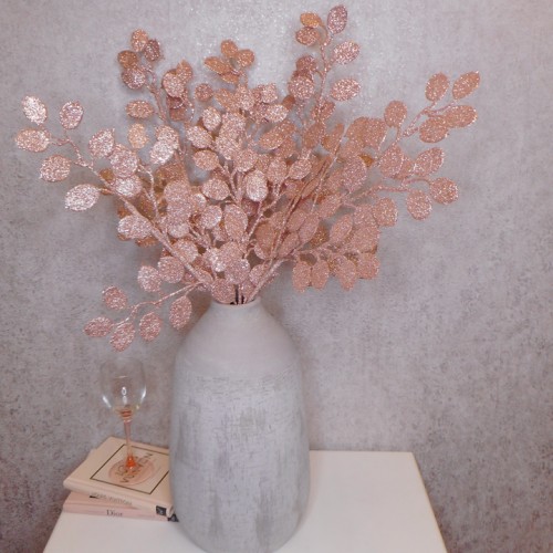 Glitter Silver Dollar Eucalyptus Pink 60cm - X23008