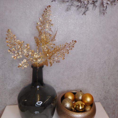 Gold Glitter Maidenhair Fern Spray 46cm - X20016 Gold Glitter Maidenhair Fern Spray 46cm - X20016