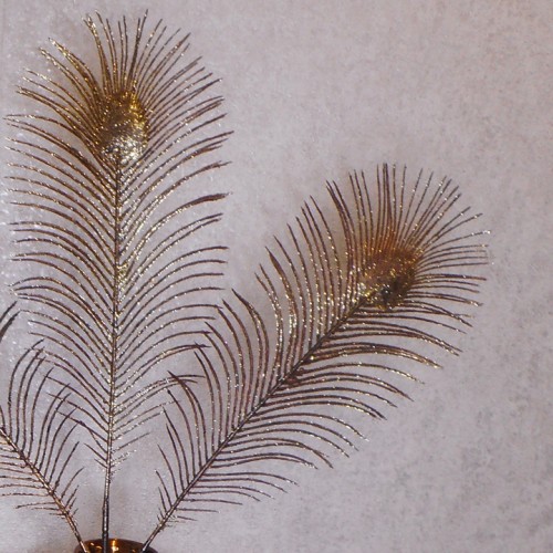Glitter Peacock Feather Gold 66cm - 17X156 