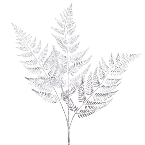 Metallic Fern Spray Silver 66cm - X25068