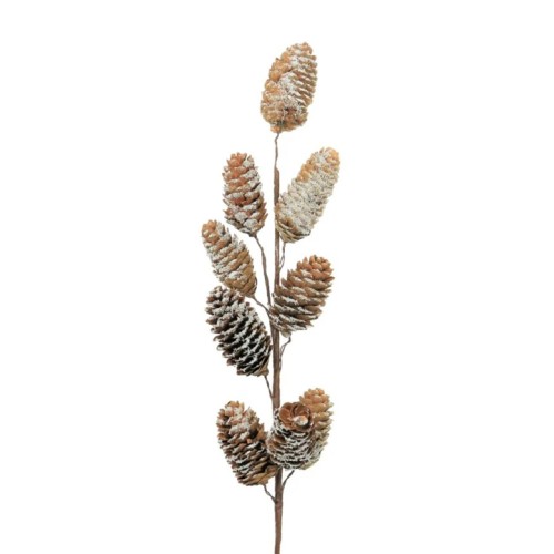 Snowy Pine Cone Branch Natural - X25042