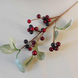 Artificial Christmas Berries Stem Two Tone Red 40cm - X22016 BAY4B