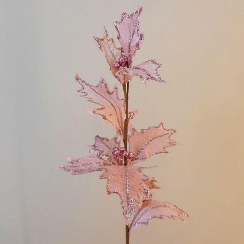 Deluxe Velvet Holly Stem Pink - X21103