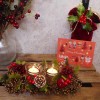 Apple and Pine Cone Christmas Tea Light Holder - X22055A