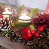 Apple and Pine Cone Christmas Tea Light Holder - X22055A