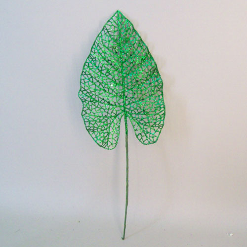 Artificial Acanthus Leaf Emerald Green Glitter - 16X006 Artificial Acanthus Leaf Emerald Green Glitter - 16X006