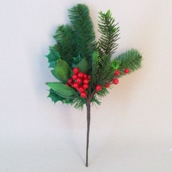 Artificial Pine and Holly Christmas Stem - 16X081 BAY3C
