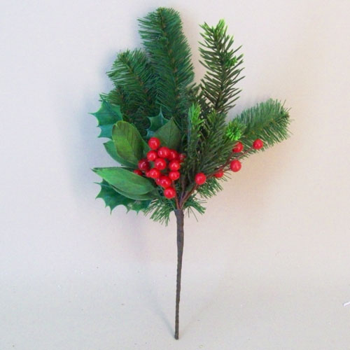 Artificial Pine and Holly Christmas Stem - 16X081 BAY2C