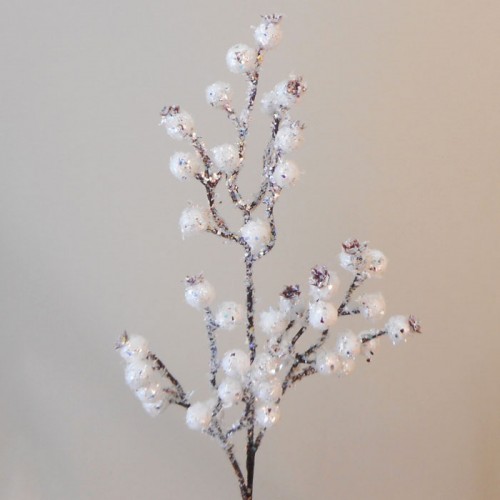 Artificial Snowberries Branch with Glitter Frosting - X21041