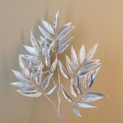 Glitter Ficus Leaves Silver 68cm - X20052