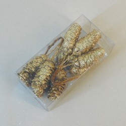 Gold Glitter Fir Cones 12 Pack - X21023