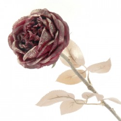 Christmas Flowers | Glitter Rose Burgundy 55cm - X22030 