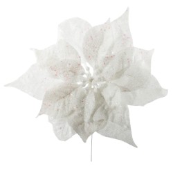 Sparkle Finish Poinsettia Pick White 24cm - X25008