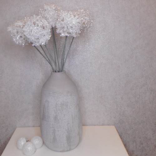 62cm White Glitter Allium - X23004 62cm White Glitter Allium - X23004
