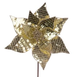 Mirror Disco Ball Poinsettia Gold 50cm -  X25064