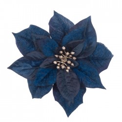 17cm Poinsettia on Clip Midnight Blue - X21084 BAY3B