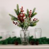 Christmas Flower Arrangements | Red Berries and Pine in Ribbed Vase - X25037 Christmas Flower Arrangements | Red Berries and Pine in Ribbed Vase - X25037