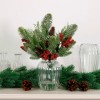 Christmas Flower Arrangements | Red Berries and Pine Cones in Ribbed Vase - X25036 Christmas Flower Arrangements | Red Berries and Pine Cones in Ribbed Vase - X25036