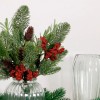 Christmas Flower Arrangements | Red Berries and Pine Cones in Ribbed Vase - X25036 Christmas Flower Arrangements | Red Berries and Pine Cones in Ribbed Vase - X25036