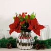 Christmas Flower Arrangements | Red Poinsettias and Berries in Silver Vase - X22001 Christmas Flower Arrangements | Red Poinsettias and Berries in Silver Vase - X22001