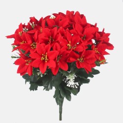Poinsettia Bush Red Velvet 24 Flowers 38cm - X23054 BAY4D