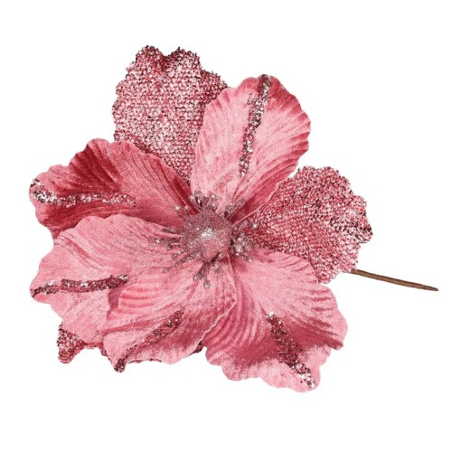 Velvet Magnolia on Short Stem Pink 26cm - X25013 Velvet Magnolia on Short Stem Pink 26cm - X25013
