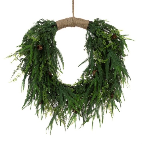 Real Touch Cedar Pine Jute Wreath 60cm - X25058