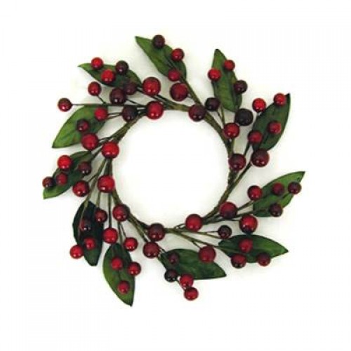 Christmas Artificial Berry and Leaf Candle Ring - X077 BAY2B