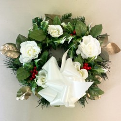 Artificial Poinsettias Wreath Red 36cm - X25081
