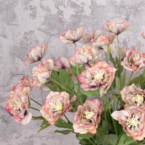 Eco Artificial Hellebore Stem Pink Green 48cm - H198 Q2 Eco Artificial Hellebore Stem Pink Green 48cm - H198 Q2