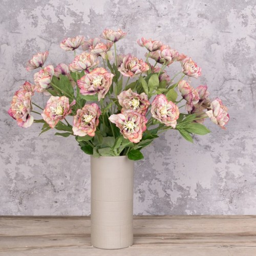 Eco Artificial Hellebore Stem Pink Green 48cm - H198 Q2 Eco Artificial Hellebore Stem Pink Green 48cm - H198 Q2