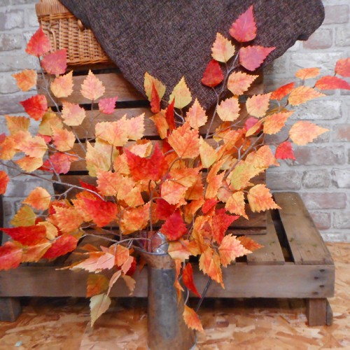 Artificial Birch Leaves Branch Orange - BIR013 AA3 Artificial Birch Leaves Branch Orange - BIR013 AA3