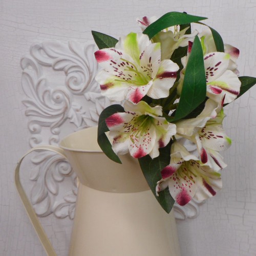 Artificial Alstroemeria Stem Cream Green Pink 48cm - A057 C2