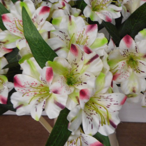 Artificial Alstroemeria Stem Cream Green Pink 48cm - A057 C2