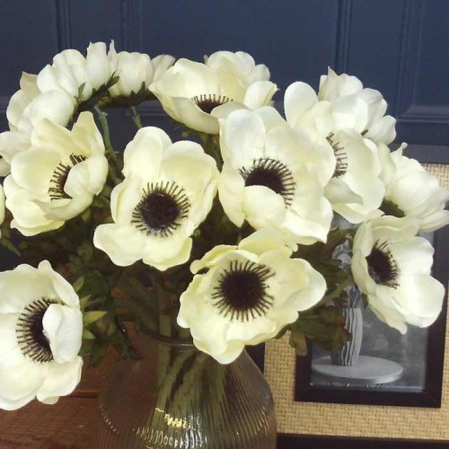 Artificial Anemones Cream 35cm - A015