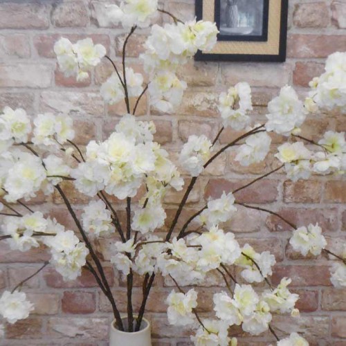 Artificial Peach Blossom Branch Cream 130cm - B009 A1 Artificial Peach Blossom Branch Cream 130cm - B009 A1