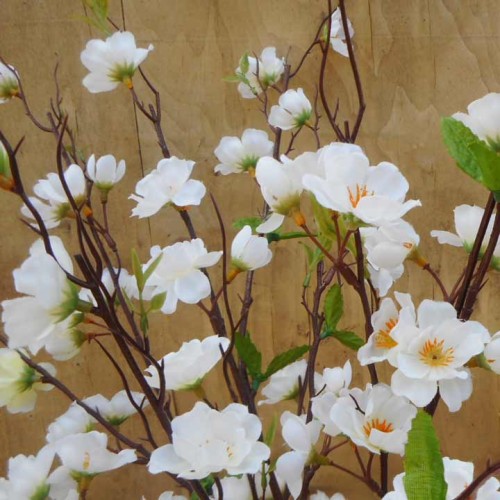 Artificial Apple Blossom Bush Ivory 73cm - B041 