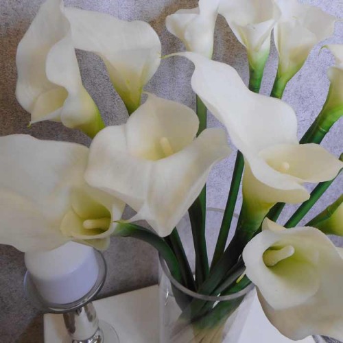 Artificial Calla Lilies Real Touch Large White 75cm - C160 