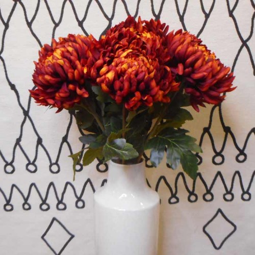 Artificial Bloom Chrysanthemum Dark Orange 73cm - C020 D3