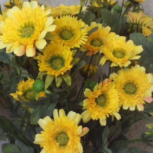 Artificial Spray Chrysanthemums Yellow 69cm - G009 E4