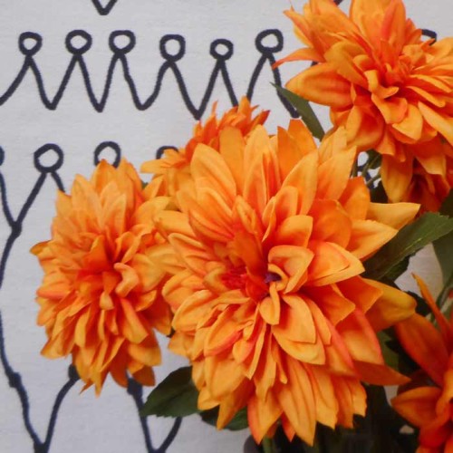 Silk Dahlia Orange 55cm - D190 C1 Silk Dahlia Orange 55cm - D190 C1