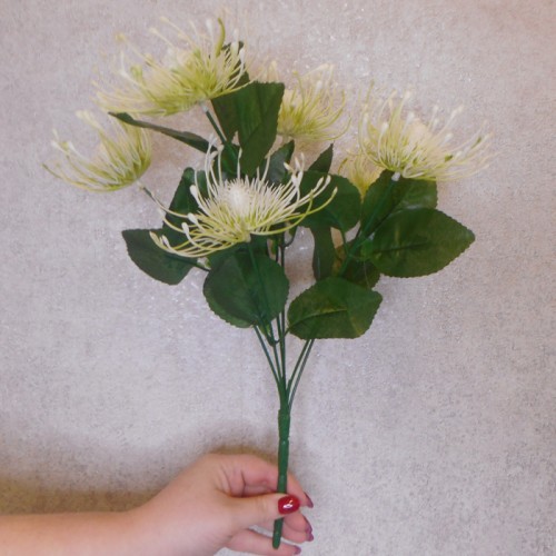 Artificial Leucospermum Protea Plant Cream 39cm - C084