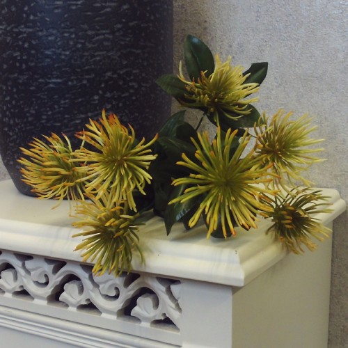 Artificial Pincushion Protea Plant Yellow 40cm - L093 HH1